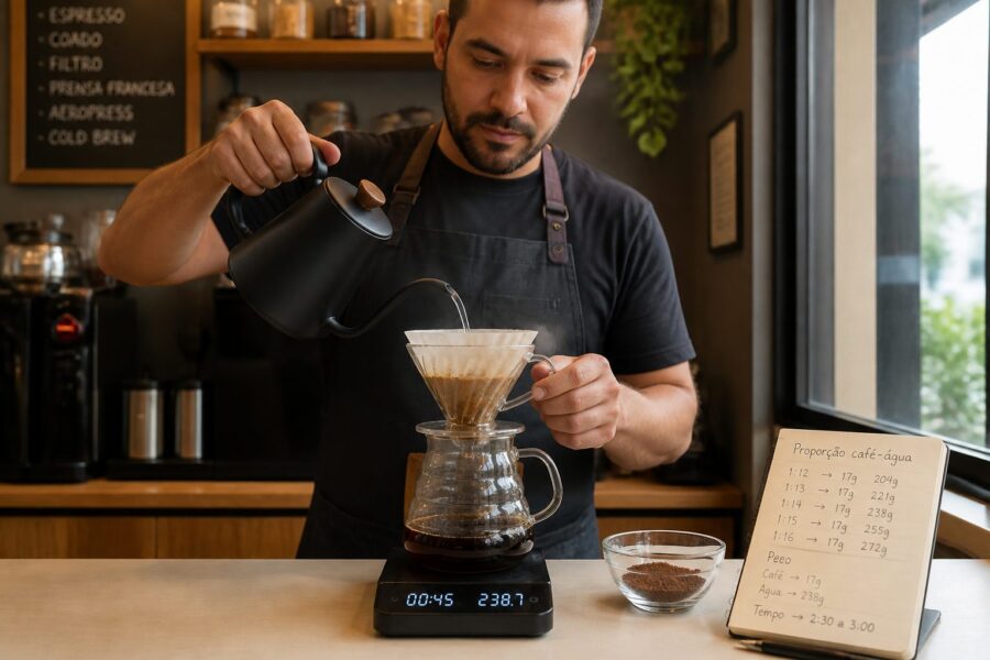 A Medida Perfeita: Guia para a Proporção Café-Água e Uso de Escalas